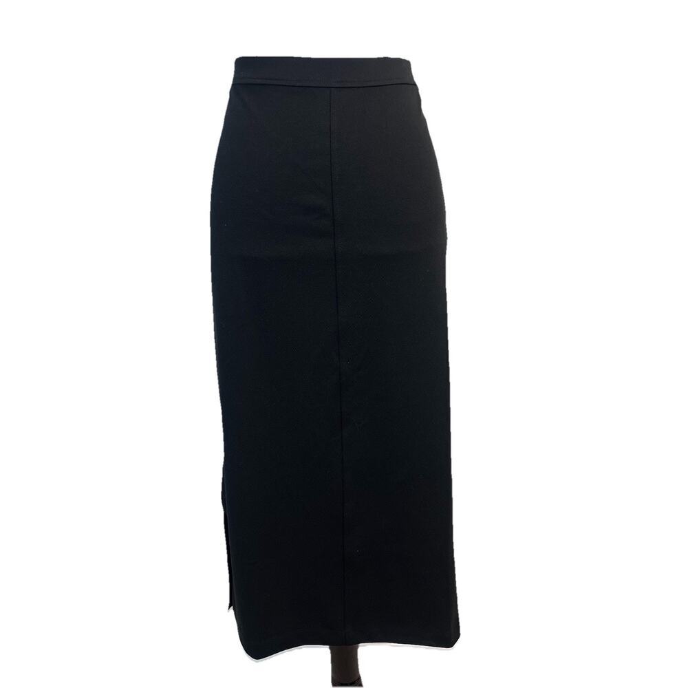 Talbots Classic Skirt sz Large Black Straight Pencil Midi Stretch Career Casual